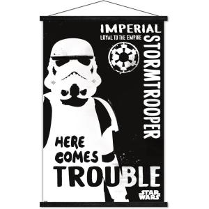 imageTrends International Star Wars Saga  Stormtrooper Trouble Wall Poster 34L x 224W Premium Unframed VersionPremium Print and Black Hanger Bundle