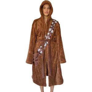imageUkonic Star Wars Chewbacca Hooded Bathrobe for MenWomen  Soft Plush Spa Robe for Adults  Lightweight Fleece Shower Robe With Belted Tie  One Size Fits Most Adults