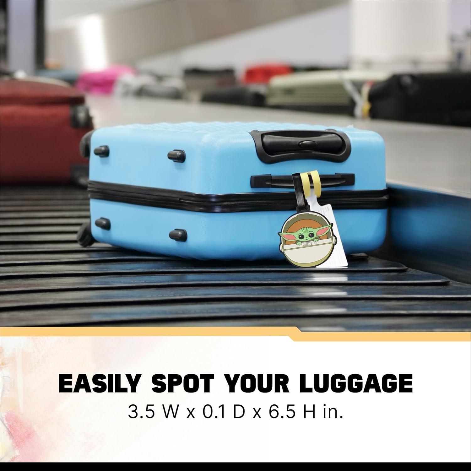 imageFUL Star Wars The Mandalorian 2Piece Suitcase ID Tag Set with Adjustable Straps Grogu and Mando Multi One SizeGrogu and Mando