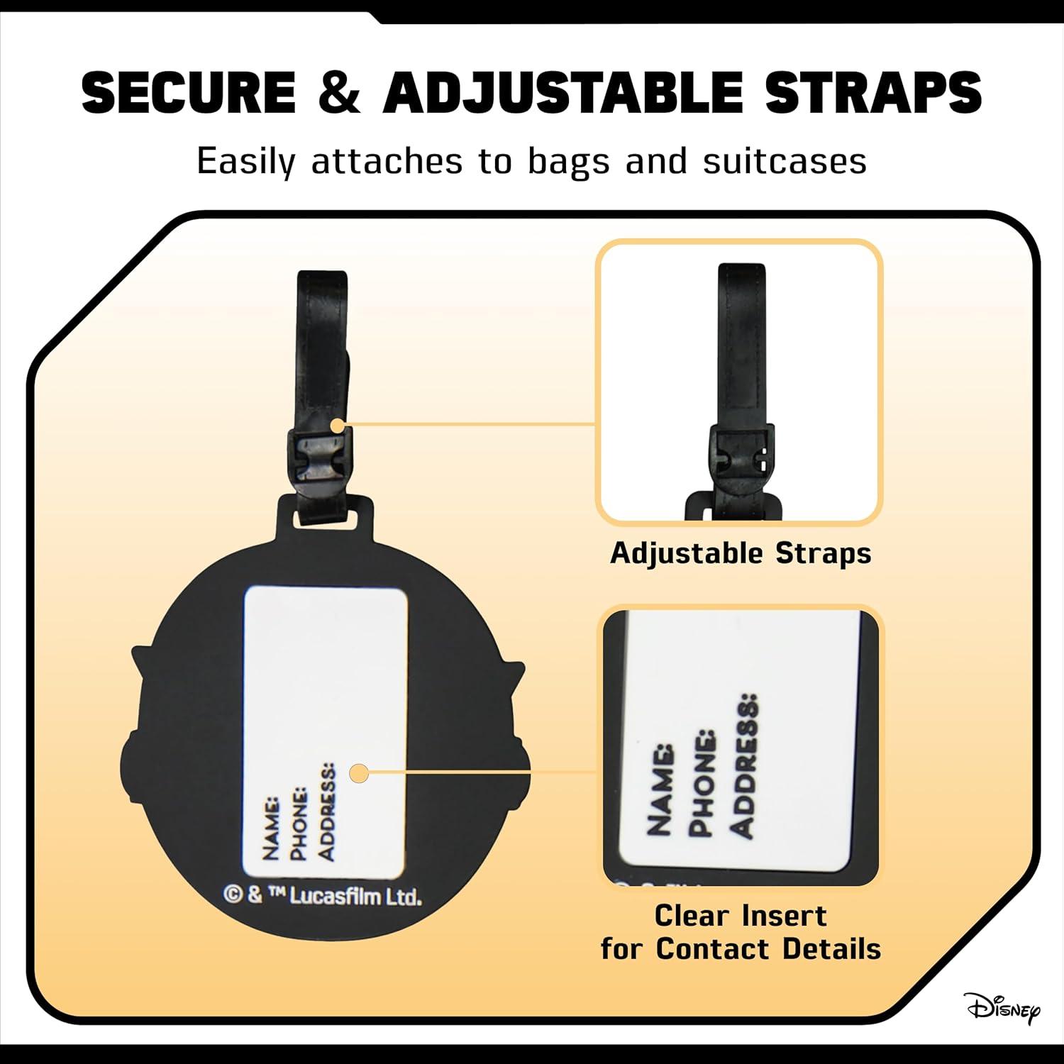 imageFUL Star Wars The Mandalorian 2Piece Suitcase ID Tag Set with Adjustable Straps Grogu and Mando Multi One SizeGrogu and Mando