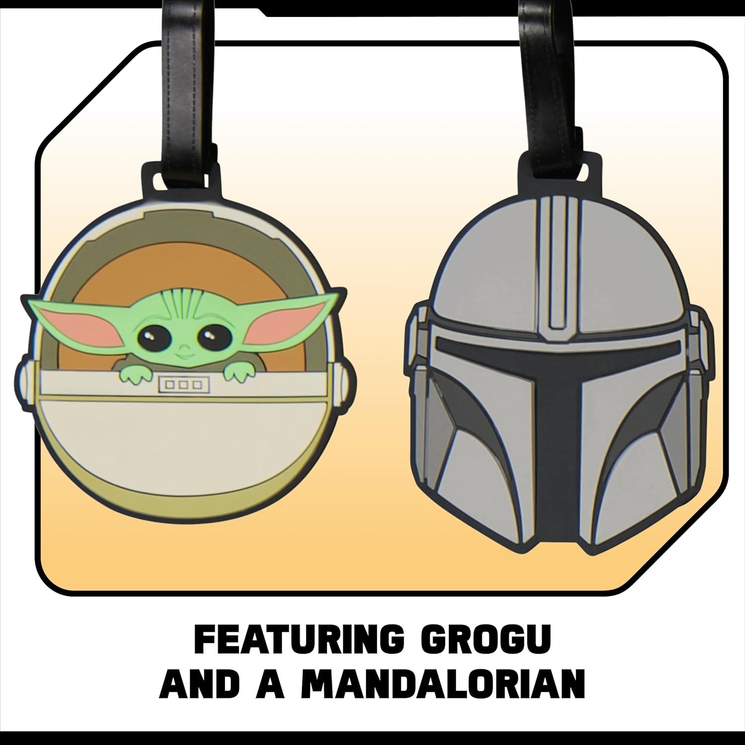 imageFUL Star Wars The Mandalorian 2Piece Suitcase ID Tag Set with Adjustable Straps Grogu and Mando Multi One SizeGrogu and Mando