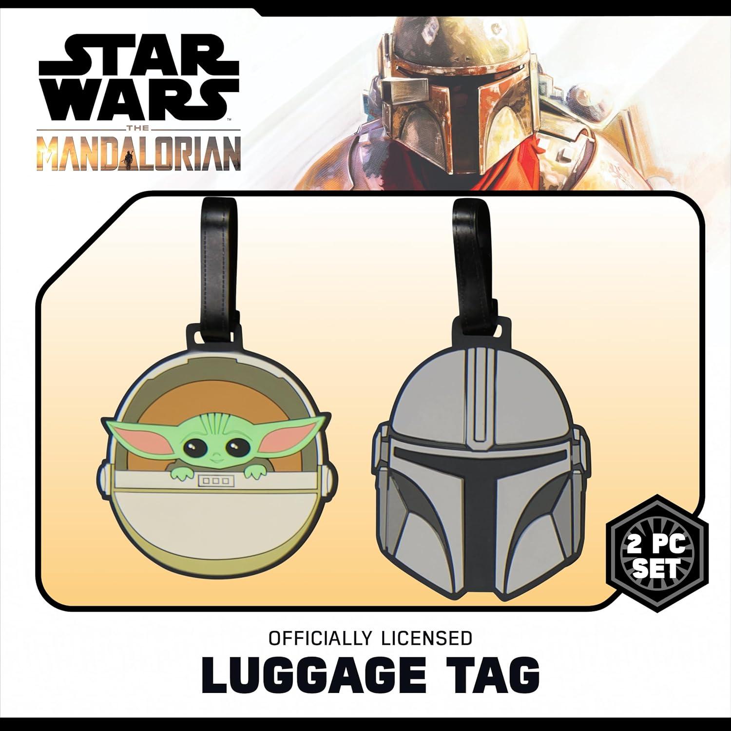 imageFUL Star Wars The Mandalorian 2Piece Suitcase ID Tag Set with Adjustable Straps Grogu and Mando Multi One SizeGrogu and Mando