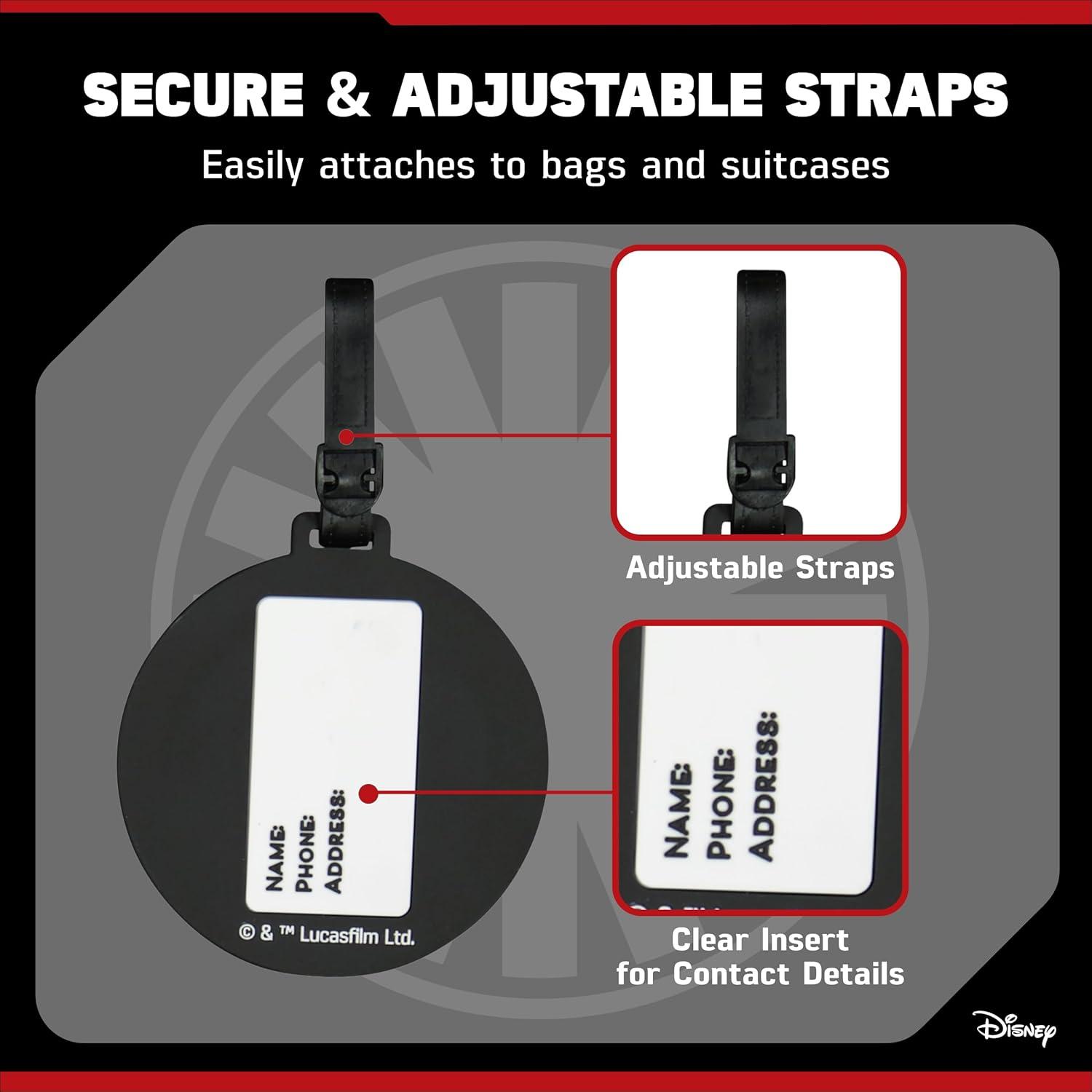 imageFUL Star Wars The Mandalorian 2Piece Suitcase ID Tag Set with Adjustable Straps Grogu and Mando Multi One SizeStorm Trooper and Death Star
