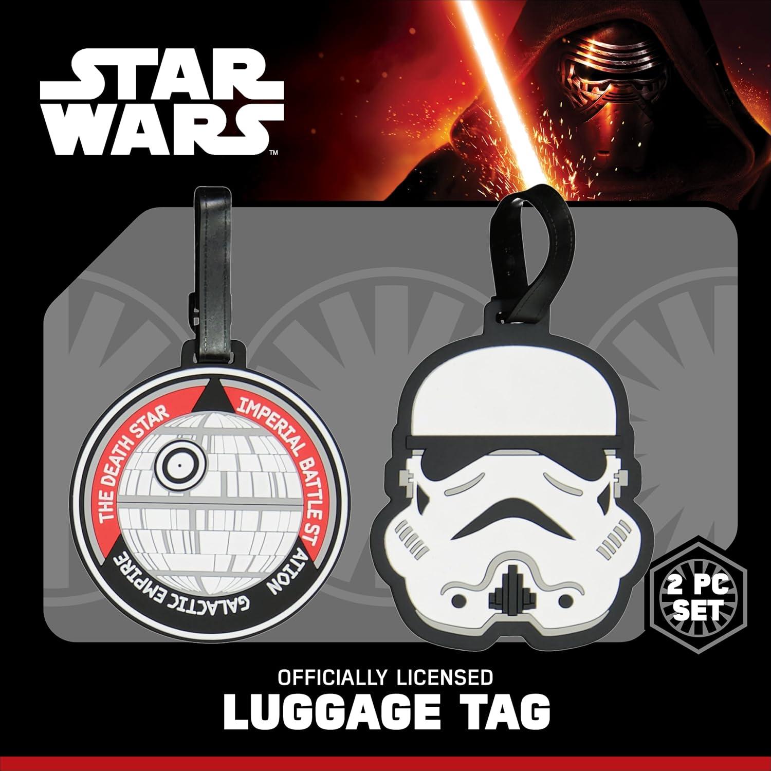 imageFUL Star Wars The Mandalorian 2Piece Suitcase ID Tag Set with Adjustable Straps Grogu and Mando Multi One SizeStorm Trooper and Death Star