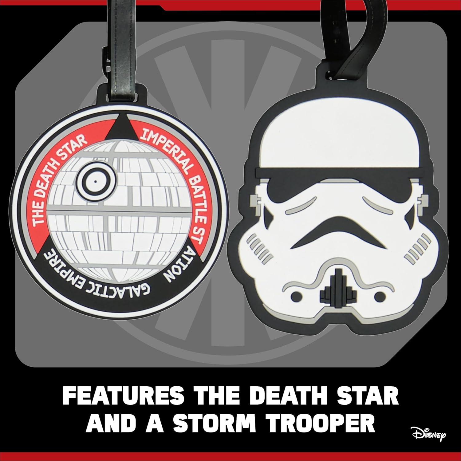 imageFUL Star Wars The Mandalorian 2Piece Suitcase ID Tag Set with Adjustable Straps Grogu and Mando Multi One SizeStorm Trooper and Death Star
