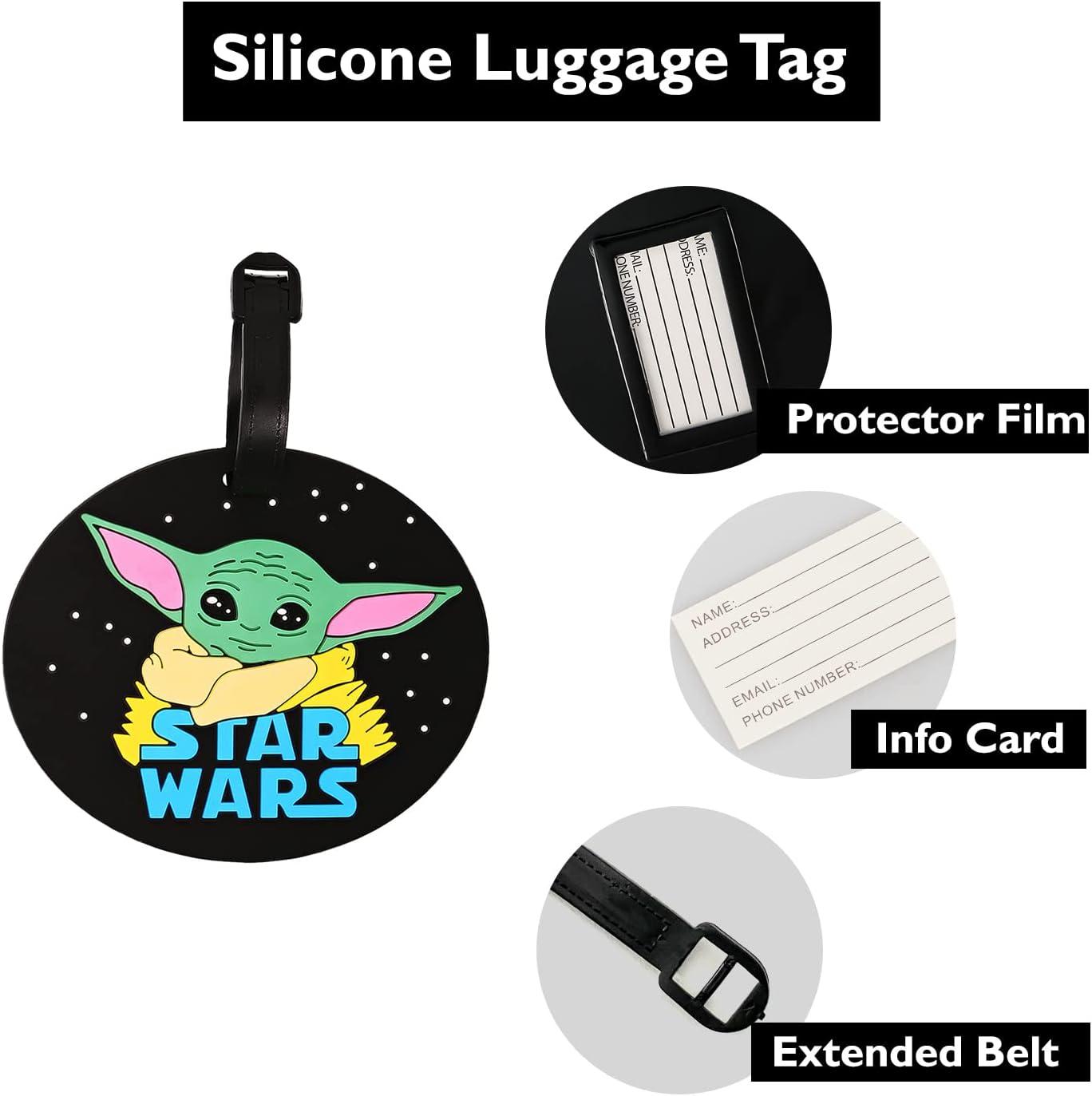 imageStar Wars The Mandalorian Grogu Luggage Tags 4Piece Set  PVC Grogu Suitcase Tags and Travel Tags  Officially Licensed