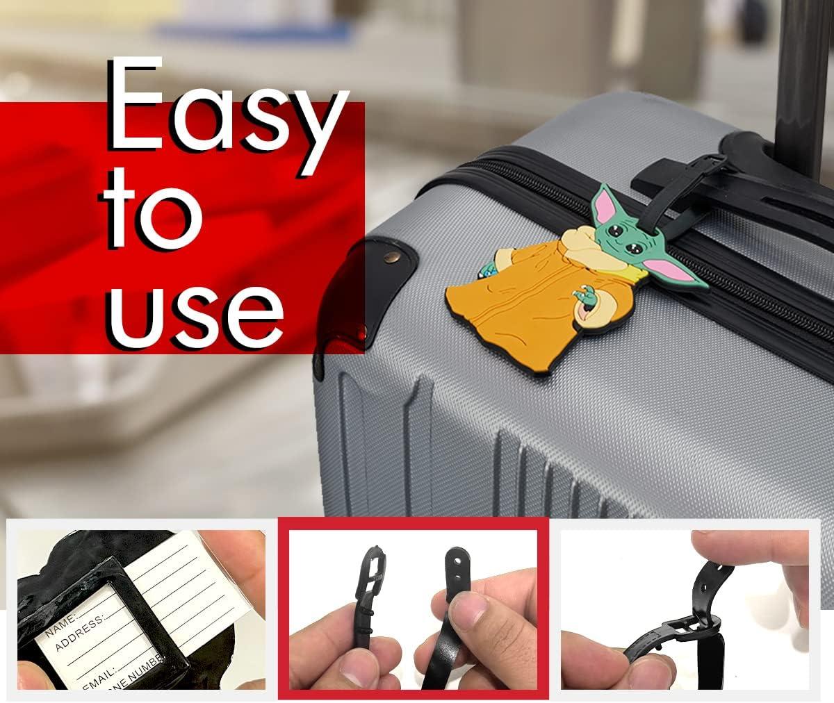 imageStar Wars The Mandalorian Grogu Luggage Tags 4Piece Set  PVC Grogu Suitcase Tags and Travel Tags  Officially Licensed
