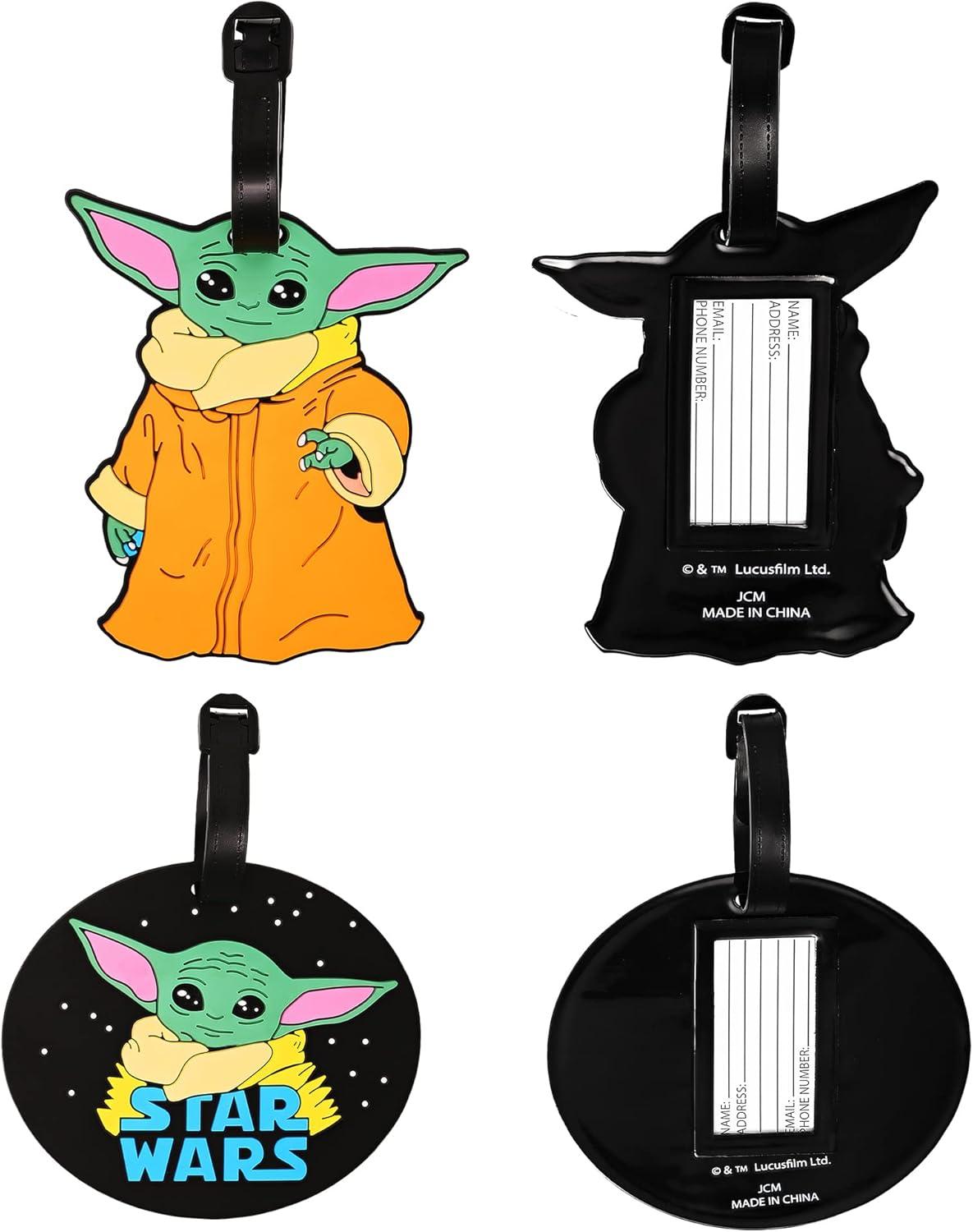 imageStar Wars The Mandalorian Grogu Luggage Tags 4Piece Set  PVC Grogu Suitcase Tags and Travel Tags  Officially Licensed