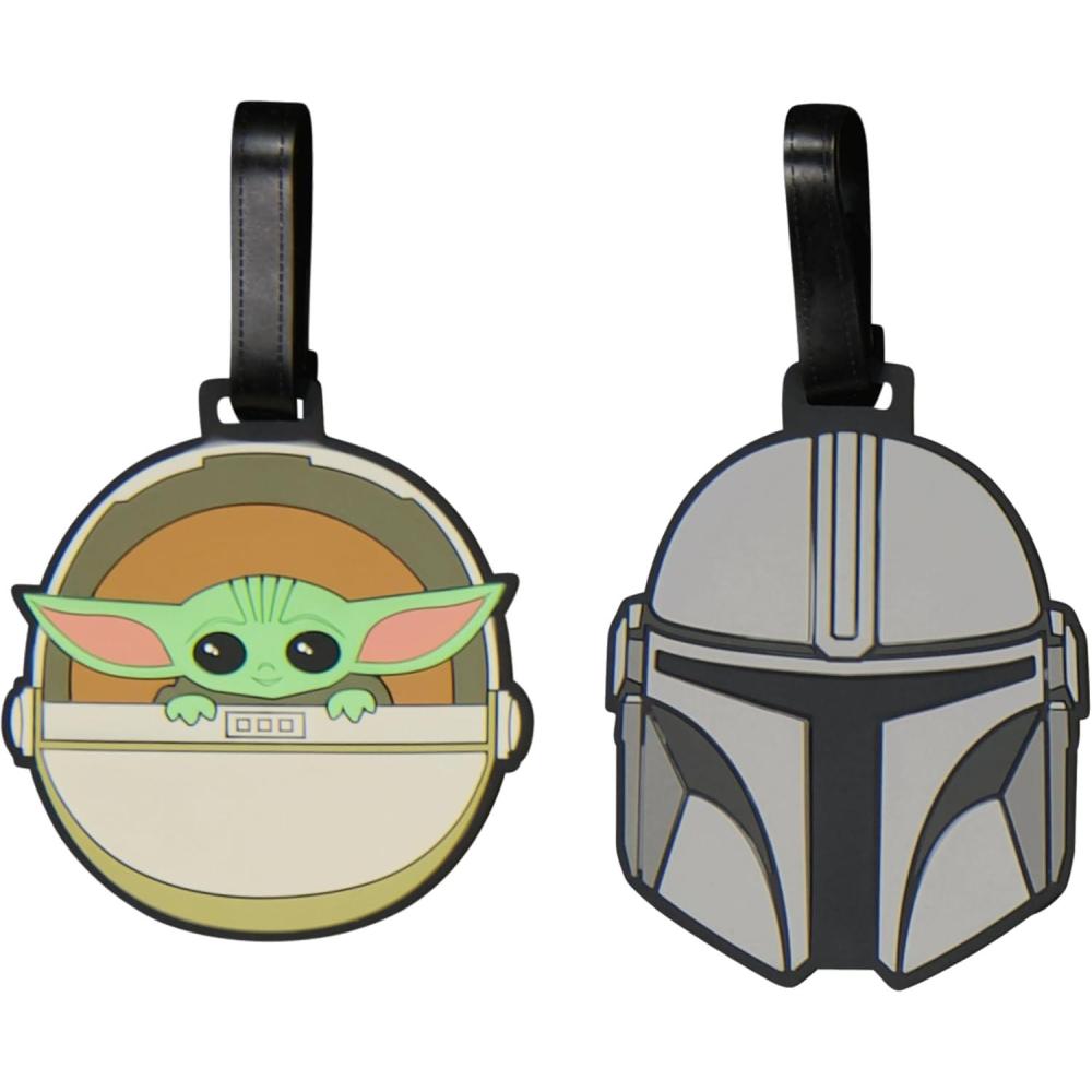 imageFUL Star Wars The Mandalorian 2Piece Suitcase ID Tag Set with Adjustable Straps Grogu and Mando Multi One SizeGrogu and Mando