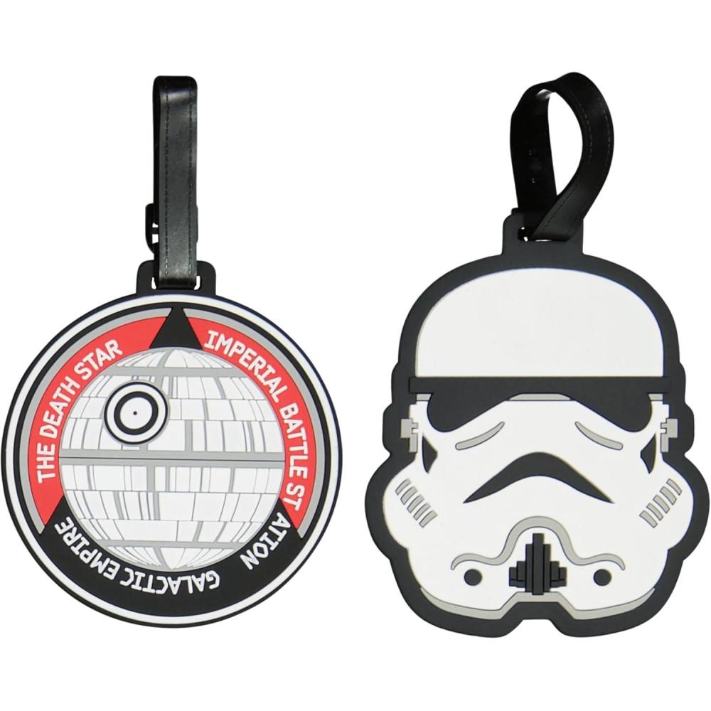 imageFUL Star Wars The Mandalorian 2Piece Suitcase ID Tag Set with Adjustable Straps Grogu and Mando Multi One SizeStorm Trooper and Death Star