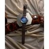 imageCitizen EcoDrive Mens Star Wars Han Solo quotSometimes I Even Amaze Myselfquot Watch Stainless Steel with Brown Leather Strap Blue Dial Luminous 43mm Model AW500903W