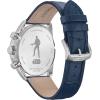 imageCitizen EcoDrive Mens Star Wars Millennium Falcon Stainless Steel Chronograph Watch Blue Leather Strap Luminous 44mm Model CA428100W