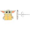 imageDisney Star Wars Jewelry Grogu Stud Earrings and Dangles Sterling SilverGrogu OrangeGreen