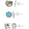 imageDisney Star Wars The Mandalorian Stud Earrings Pack 3 Pairs Official License Grogu Starflower and Rhinestone Studs