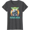 imageStar Wars The Mandalorian Fathers Day Cute Group Portrait TShirtDark Heather Grey