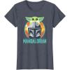 imageStar Wars The Mandalorian Fathers Day Cute Group Portrait TShirtHeather Blue