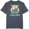 imageStar Wars The Mandalorian Fathers Day Cute Group Portrait TShirtHeather Blue