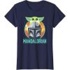 imageStar Wars The Mandalorian Fathers Day Cute Group Portrait TShirtNavy Blue