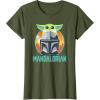 imageStar Wars The Mandalorian Fathers Day Cute Group Portrait TShirtOlive Green