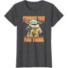 imageStar Wars The Mandalorian Stronger Than You Think Vintage TShirtDark Heather Grey