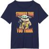 imageStar Wars The Mandalorian Stronger Than You Think Vintage TShirtNavy Blue