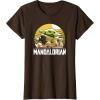 imageStar Wars The Mandalorian The Child Vintage Cartoon Poster TShirtBrown