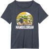 imageStar Wars The Mandalorian The Child Vintage Cartoon Poster TShirtHeather Blue