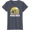 imageStar Wars The Mandalorian The Child Vintage Cartoon Poster TShirtHeather Blue