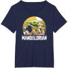 imageStar Wars The Mandalorian The Child Vintage Cartoon Poster TShirtNavy Blue