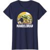 imageStar Wars The Mandalorian The Child Vintage Cartoon Poster TShirtNavy Blue