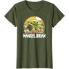 imageStar Wars The Mandalorian The Child Vintage Cartoon Poster TShirtOlive Green