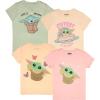 imageSTAR WARS The Mandalorian Grogu Baby Yoda Girls 4Piece Set 4Pack Short Sleeve TShirt Bundle Set for Kids and ToddlersBeigePinkGreen