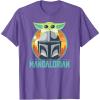 imageStar Wars The Mandalorian Fathers Day Cute Group Portrait TShirtPurple Heather