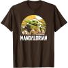imageStar Wars The Mandalorian The Child Vintage Cartoon Poster TShirtBrown