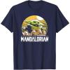imageStar Wars The Mandalorian The Child Vintage Cartoon Poster TShirtNavy Blue