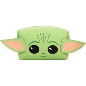imageBig Face Grogu with Applique Ears on Green PU Cosmetic Bag