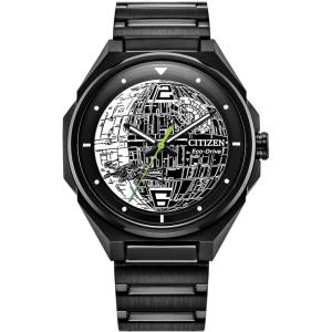 imageCitizen Mens EcoDrive Star Wars Death Star Black IP Stainless Steel Watch 3Hand Luminous41mm Model BJ653950W