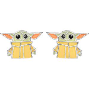 imageDisney Star Wars Jewelry Grogu Stud Earrings and Dangles Sterling SilverGrogu OrangeGreen