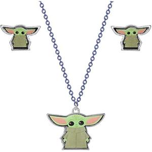 imageDisney Star Wars The Mandalorian Grogu Fashion Stud Earrings and Necklace Set Official LicenseSet 2