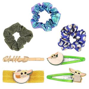 imageDisney Star Wars The Mandalorian Grogu Scrunchie and Hair Accessory Set  7 Piece Set Blue MultiBlue Multi