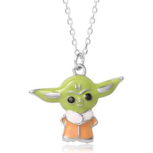 imageDisney Star Wars The Mandalorian Grogu Sterling Silver Pendant Necklace Official LicenseGreen