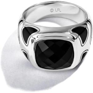 imageJewelili Star Wars Fine Jewelry The Stormtrooper Ring for Men  Silver Band  Black Enamel ampamp Black Onyx  Star Wars Gifts for Men  Jewelry with Gift Box