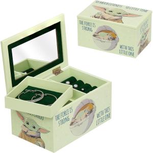 imageSTAR WARS The Mandalorian Grogu OOOOO SHINY Gold Trim Glass Jewelry Box Officially LicensedVanity