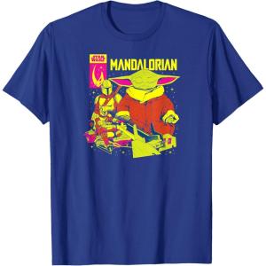 imageStar Wars  The Mandalorian Comic Cover TShirtRoyal Blue