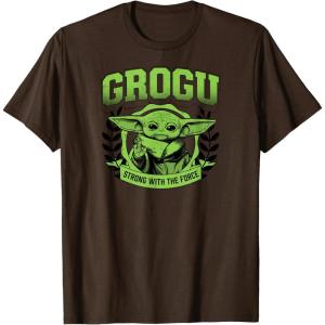 imageStar Wars  The Mandalorian Grogu Collegiate TShirtBrown