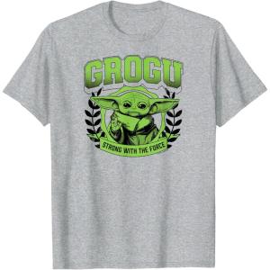 imageStar Wars  The Mandalorian Grogu Collegiate TShirtHeather Grey