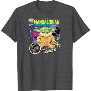 imageStar Wars  The Mandalorian Grogu Comic Cover TShirtDark Heather Grey