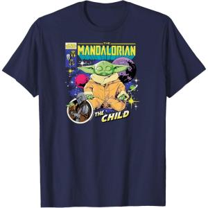 imageStar Wars  The Mandalorian Grogu Comic Cover TShirtNavy Blue