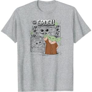 imageStar Wars  The Mandalorian Grogu Comic Panels TShirtHeather Grey