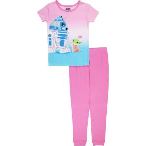imageStar Wars Boys 2Piece Snugfit Cotton Pajamas SetR2d2 and Grogu
